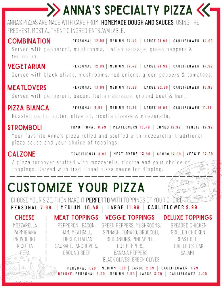 Anna's Italian Restaurant - West Point Menu image 2
