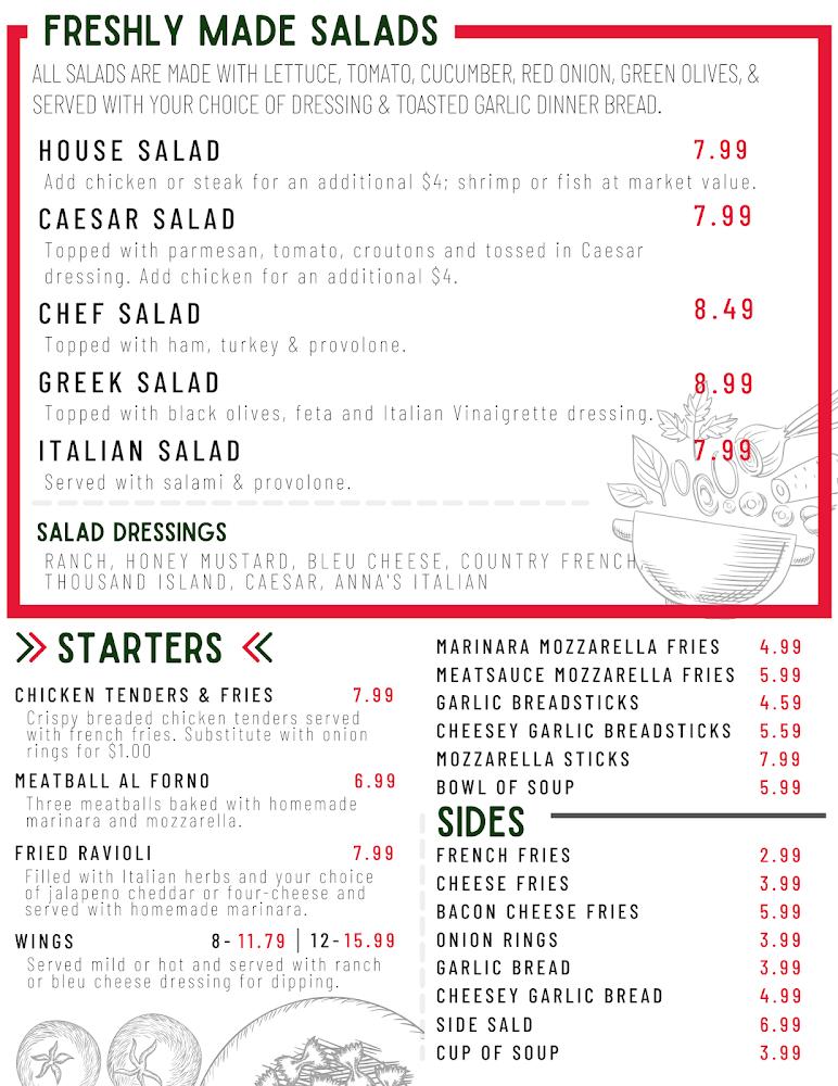 Anna's Italian Restaurant - West Point Menu image 4